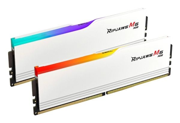 G.Skill Ripjaws M5 RGB - DDR5 - sett - 32 GB: 2 x 16 GB - DIMM 288-pin - 3000 MT/s / PC5-48000 - CL36 - 1.35 V - ikke-bufret - on-die ECC - matt hvit