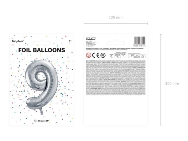 Folieballong 9 86cm sølv