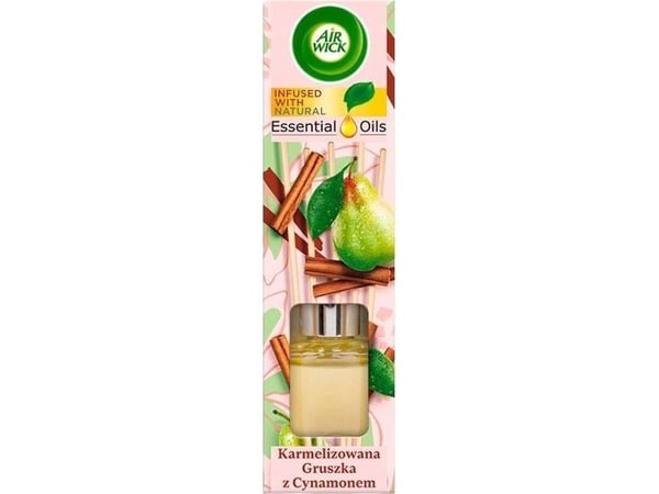 Air Wick Essential Oils duftpinner, karamellisert pære og kanel, 40 ml