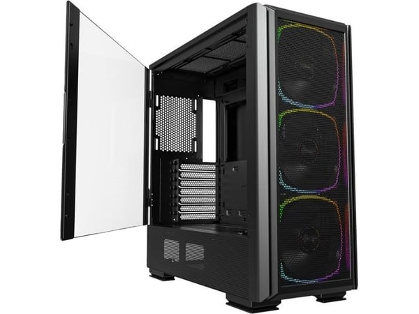 Montech SKY TWO GX - Mid tower gaming - utvidet ATX (E-ATX) - sidepanel med vindu (glass) - ingen strømforsyning (ATX) - svart - USB/lyd