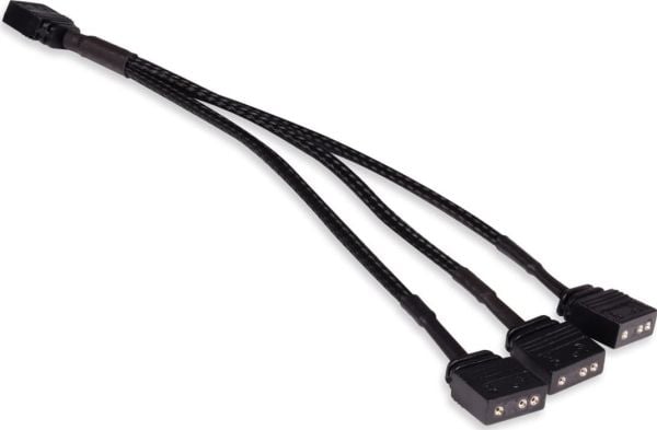 Alphacool Y-splitter aRGB 3-pins til 3x 3-pinners 15cm - svart