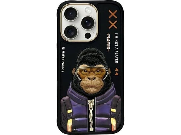 Nimmy-deksel iPhone 16 Pro Max 6,9" svart/svart Cool&Cute 2.0 Monkey