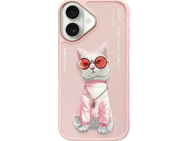 Nimmy Apple iPhone 16 6,1" telefondeksel rosa Briller Cool Cat