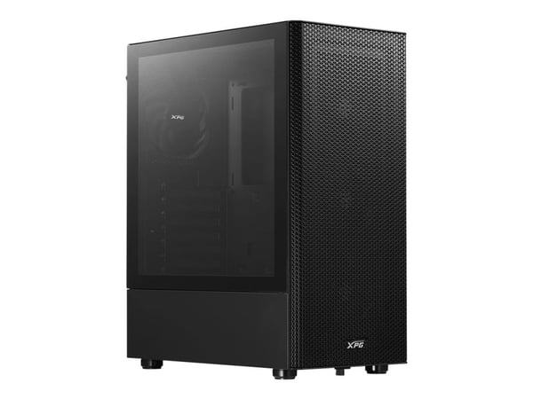 XPG VALOR - Mid tower - ATX - genomskinlig sidopanel (härdat glas) - ingen strömförsörjning - svart - USB/Audio/Mic