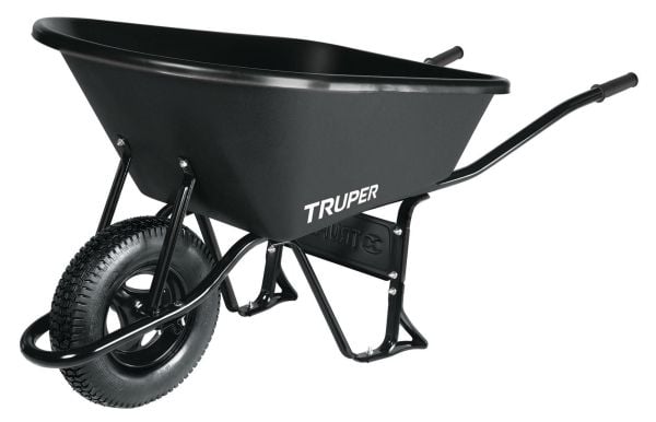 Truper 11777, Manual wheelbarrow, 1 hjul, Oppblåsbare hjul, Metall, Plast, Sort, 170 l
