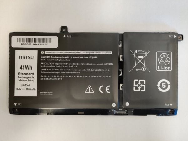 Mitsu JK6Y6 akku 3600 mAh 41 Wh 11,4 V Dell Latitude/Inspiron-malleihin