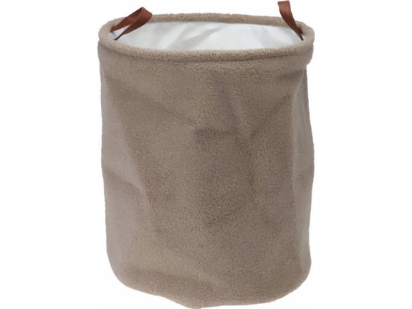 Home Styling Collection förvaringskorg i boucle med handtag i konstläder Ø 38 x 50 cm