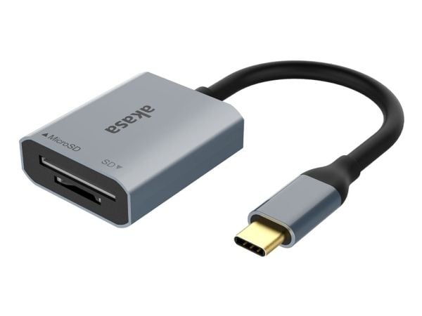 Akasa AK-CR-10BK, MicroSD (TransFlash), MicroSDHC, MicroSDXC, SD, SDHC, SDXC, Sort, Sølv, 5000 Mbit/s, Aluminium, USB 3.2 Gen 2 (3.1 Gen 2) Type-C,...