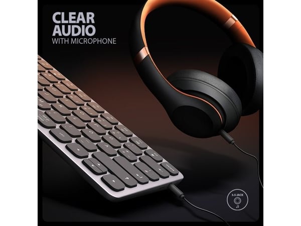 Axagon HMC-KB-GE, Koblet med ledninger (ikke trådløs), USB 3.2 Gen 1 (3.1 Gen 1) Type-C, 100 W, 3,5 mm, 1.4/2.3, Grå