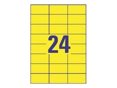 Avery - Gul - 70 x 37 mm 2400 etikett(er) (100 ark x 24) filmappeetiketter