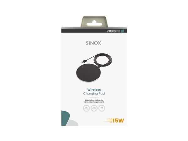 Sinox SXI0812, Innendørs, USB, Trådløs lading, 1 m, Sort
