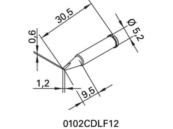 Spiss ERSADUR, 1,2 mm/0,047 tommer, til loddebolt ERSA