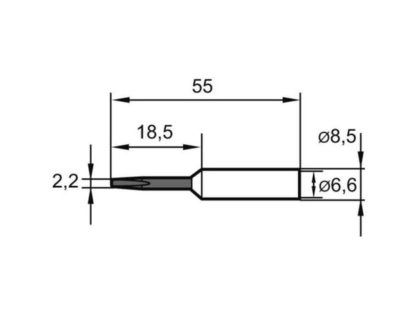 Ersa 0832KDLF loddespiss, mejselprofil forlenget, spissstørrelse 2,2 mm, 1 stk