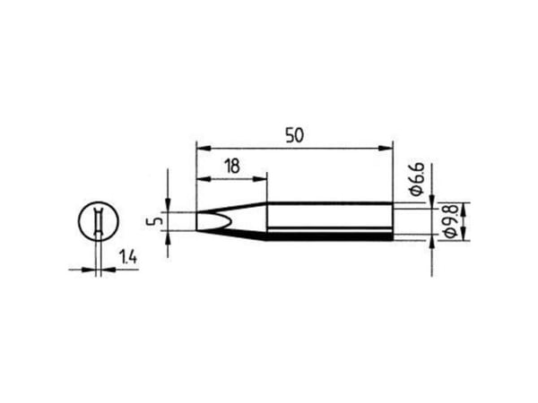 Ersa 0832VDLF loddespiss meiseltype, rett spissstørrelse 5 mm, 1 stk