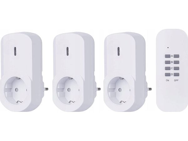 Emos smarte plugg 3 kanaler 230VAC av/på komplett sett