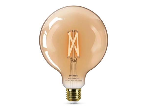 Philips Smart - LED-filamentlyspære - form: G125 - E27 - 7 W (ekvivalent 50 W) - klasse F - varm til kjølig hvitt lys - 2000-5000 K - ravgul
