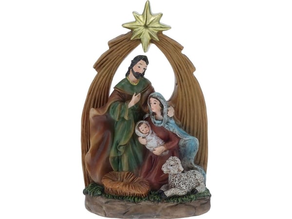 Juledekorasjon Art-Pol julekrippe STAJENKA BOZONARODZENIOWA med Den hellige familie 13 cm classic