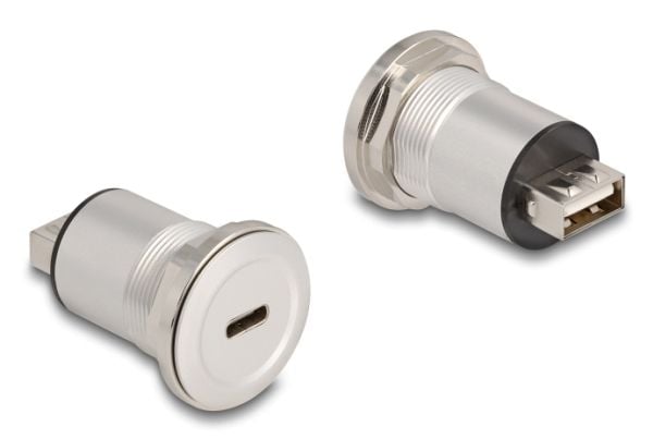 Delock USB 2.0 Type-C Type-A naaras paneeliasennusliitin alumiininen