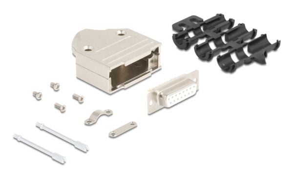 Delock - Seriell kontakt - 15 pin D-Sub (DB-15) (hunn) loddet - tommelskruer - sølv