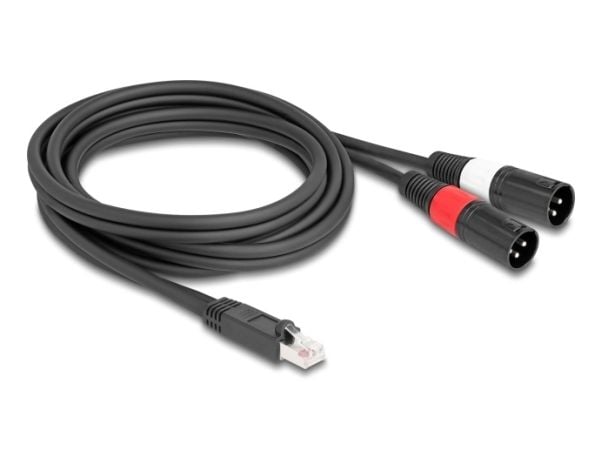 Delock - Nettverkskabel - RJ-45 (hann) plug til XLR3 (hann) plug - 2 m - 6 mm - skjermet - CAT 5 - svart