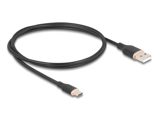 Delock USB 2.0-kabel USB Type-A hann til USB Type-C hann 1 m svart silikon