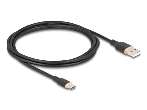 Delock USB 2.0-kabel USB Type-A hann til USB Type-C hann 2,5 m svart silikon