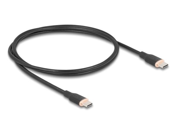 Delock USB 2.0-kabel USB Type-C hann til hann PD 3.0 60 W 1 m svart silikon