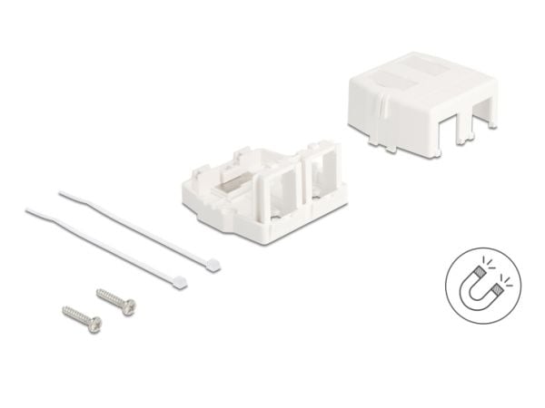 Delock Keystone tomkapsling 2 portar med magnetisk undersida, vit