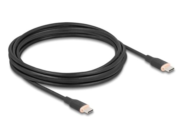 Delock USB 2.0-kabel USB Type-C hann til hann PD 3.0 60 W 4 m svart silikon