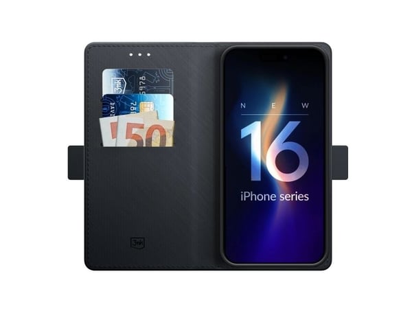 3mk Wallet Apple iPhone 16 - svart telefondeksel