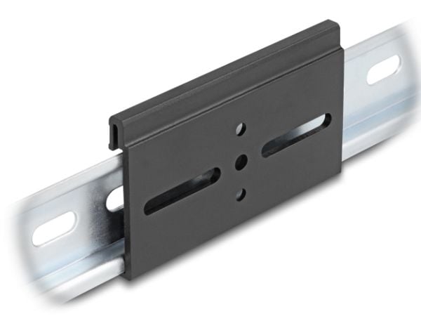 Delockin alumiininen kiinnitysklipsi hattukiskolle 80,0 x 47,8 mm musta