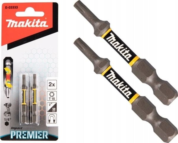 Makita Impact Premier - Impact screwdriver bit - 2 delar - torx - T15 - hexagonalt - längd: 50 mm - för Makita DTD172Z