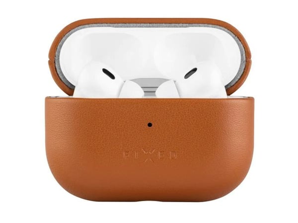 FIXED PodsLeather - Beskyttende deksel for ladeboks for tådløse ørepropper - MagSafe-samsvar - ekte skinn - brun - for Apple AirPods Pro (2. genera...