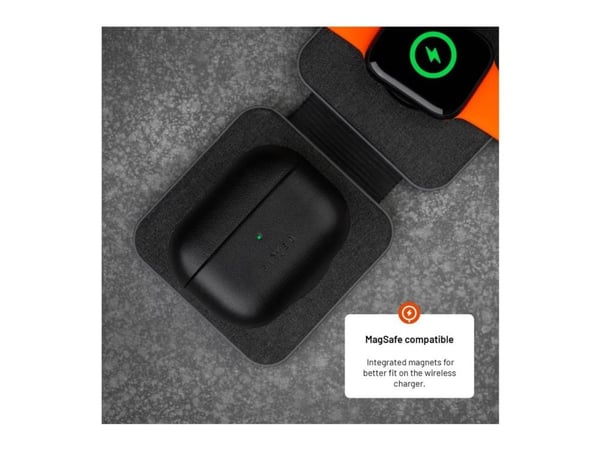 FIXED PodsLeather - Suojakuori langattomien kuulokkeiden latauskotelolle - MagSafe-yhteensopivuus - aitoa nahkaa - musta - Apple AirPods Pro -laitt...