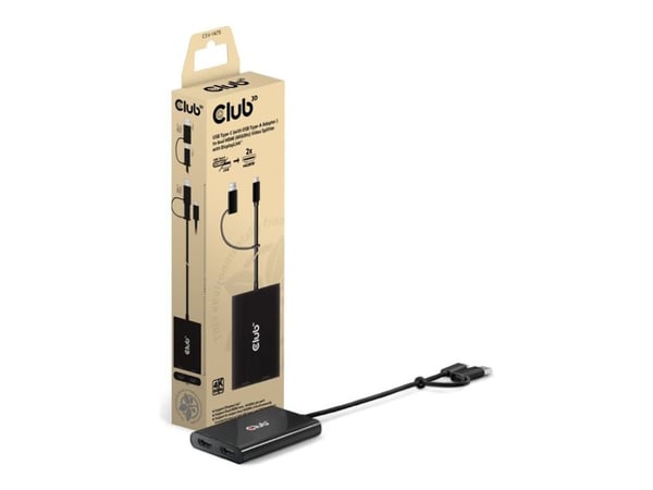 CLUB3D CSV-1475, USB Type-C, 2x HDMI, 3840 x 2160 pikseliä, musta, 10 bittiä, 61 mm