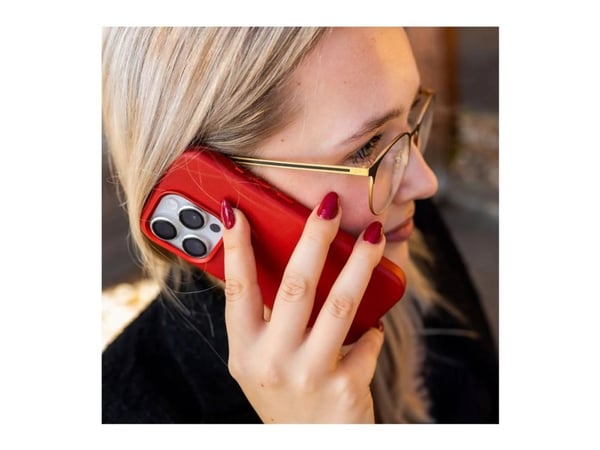 FIXED MagLeather - Baksidedeksel for mobiltelefon - MagSafe-samsvar - ekte skinn - rød - for Apple iPhone 16 Pro Max