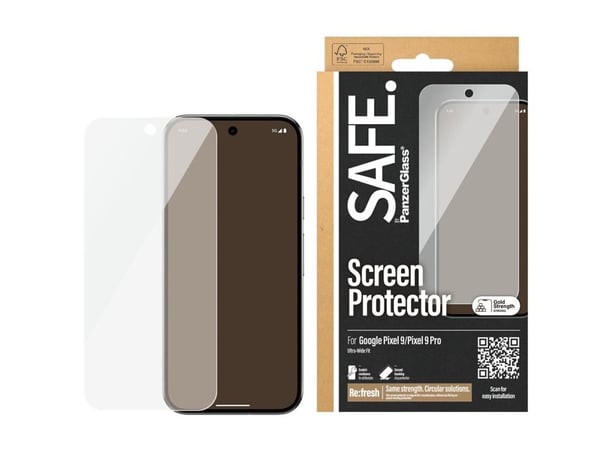SAFE. by PanzerGlass - Skjermbeskyttelse for mobiltelefon - ultrabred passform - glass - for Google Pixel 9, 9 Pro