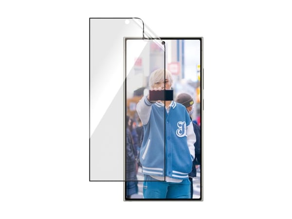 PanzerGlass ECO Matrix - Skjermbeskyttelse for mobiltelefon - ultrabred passform - film - rammefarge svart - for Samsung Galaxy S25 Ultra
