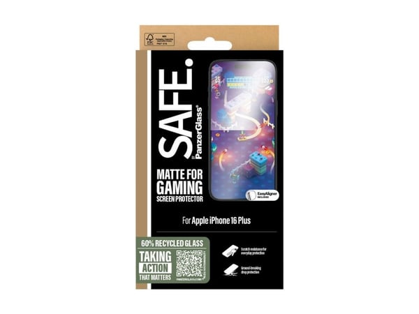SAFE. by PanzerGlass - Skjermbeskyttelse for mobiltelefon - gaming, ultra-bred passform - glass - for Apple iPhone 15 Plus, 16 Plus