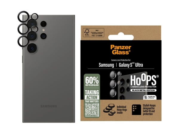 PanzerGlass ® Hoops® svart kameralinsebeskytter Samsung Galaxy S 2025 Ultra
