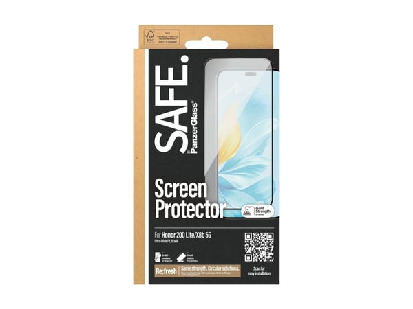 SAFE. by PanzerGlass - Skjermbeskyttelse for mobiltelefon - ultrabred passform - glass - rammefarge svart - for Honor 200 Lite