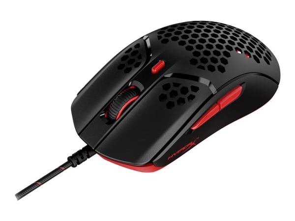 HyperX Pulsefire Haste – pelihiiri (musta-punainen), Molempikätinen, Optinen, USB A-tyyppi, 16000 DPI, Musta, Punainen