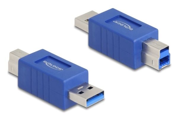 Delock - USB-adapter - USB-type A (hann) til USB Type B (hann) - up to 5 Gbps data transfer rate, crossed pin assignment - blå