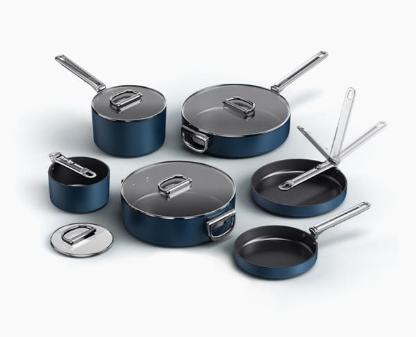 Joseph Joseph Space, Blandet sett, Blå, Aluminium, Keramikk, Rustfritt stål, Rustfritt stål