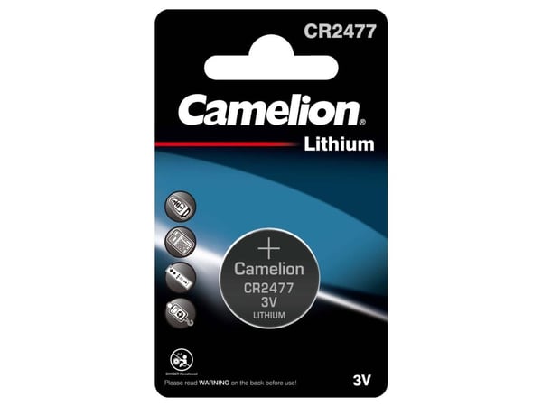 Camelion CR2477-BP1, Engangsbatteri, CR2477, Lithium-Manganese Dioxide (LiMnO2), 3 V, 1 stykker, 1000 mAh