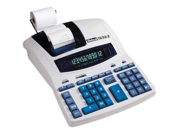 Rexel Ibico Professional 1232X - Utskriftskalkulator - VFD - 12 sifre - AC-adapter - hvit, blå