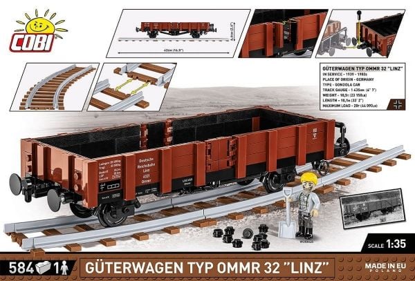 COBI Güterwagen type Ommr 32 LINZ, Byggeklosser, 8 år, 584 stykker