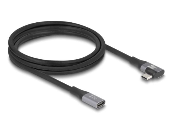 Delock - USB-forlengelseskabel - 24 pin USB-C (hann) venstre/høyre-vinklet til 24 pin USB-C (hunn) - USB 2.0 / USB 3.2 / USB4 / Thunderbolt 3 - 48 ...