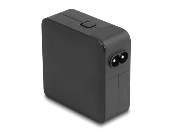 Delock - Strømadapter - AC 100-240 V - 65 watt - utgangskontakter: 2 - svart