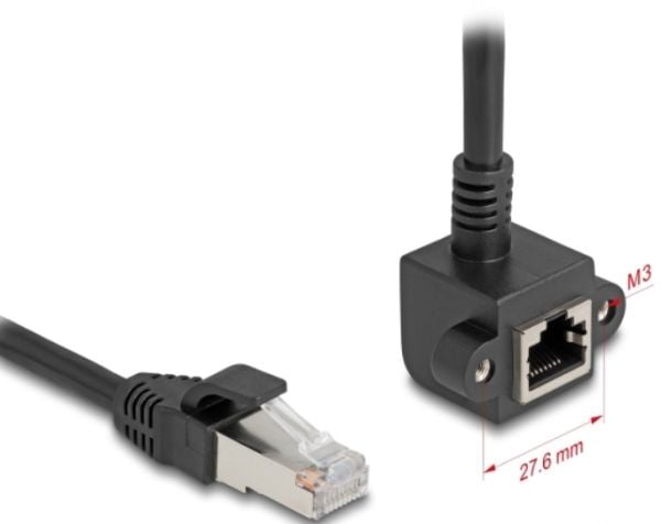 Delock - Nettverksforlengelseskabel - RJ-45 (hann) til RJ-45 (hunn) down-angled - 2 m - 6 mm - skjermet F/UTP - CAT 6 - støtte for Gigabit Ethernet...